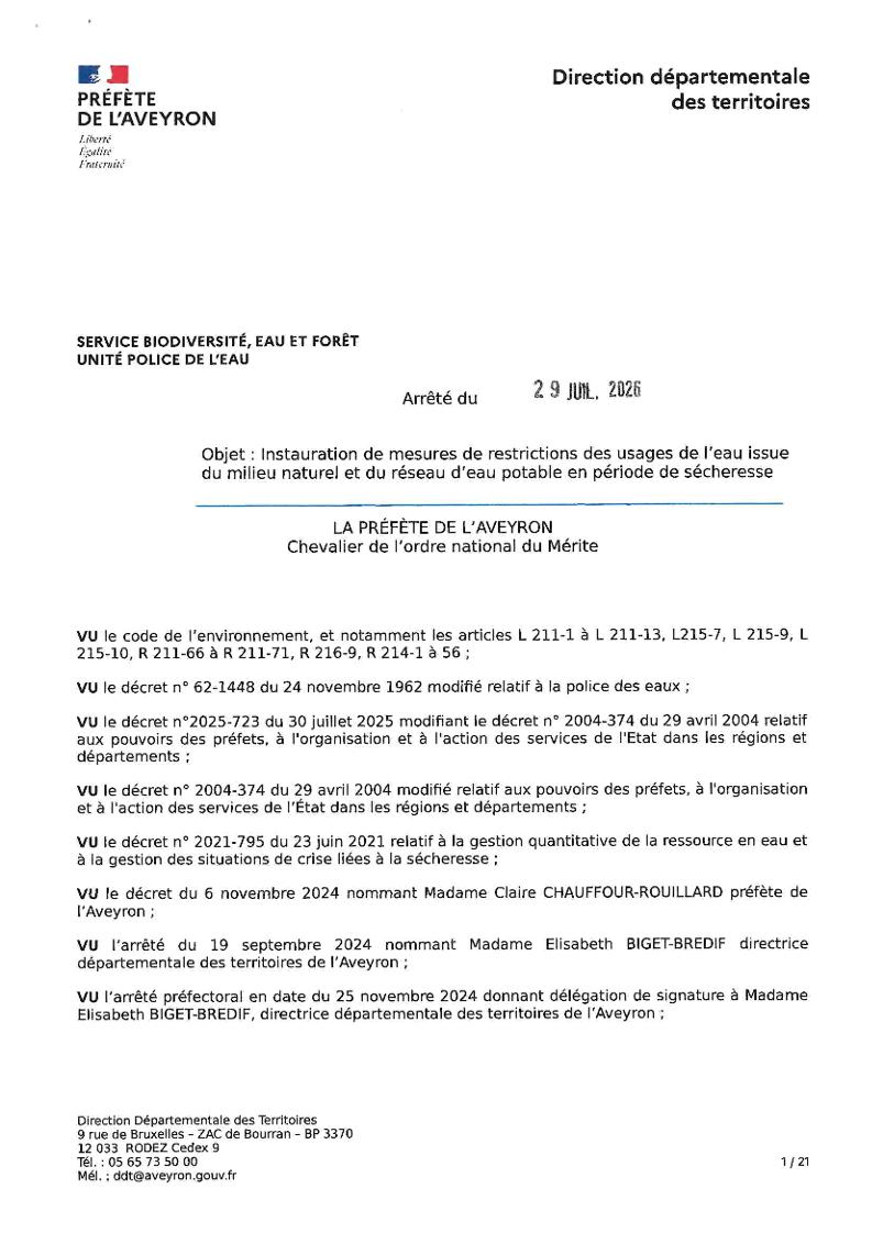Arrêté préfectoral n° 12-2026-07-29-00001 du 29 juillet 2026