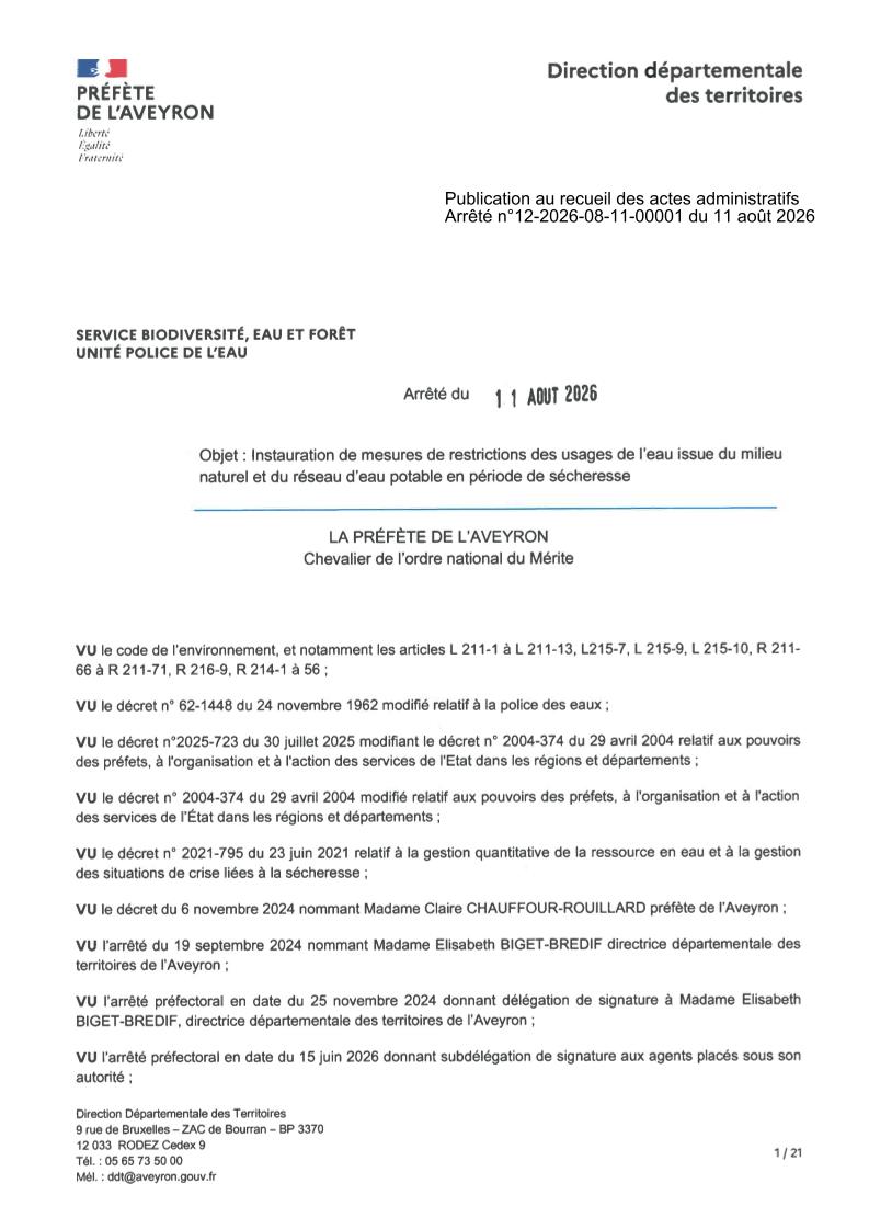 Arrêté n°12-2026-08-11-00001 du 11 août 2026